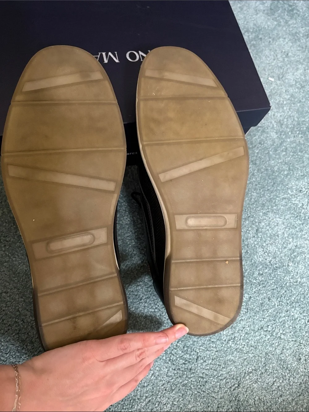Men’s Black Leather Casual Lace-Up Shoes with Tan Accent